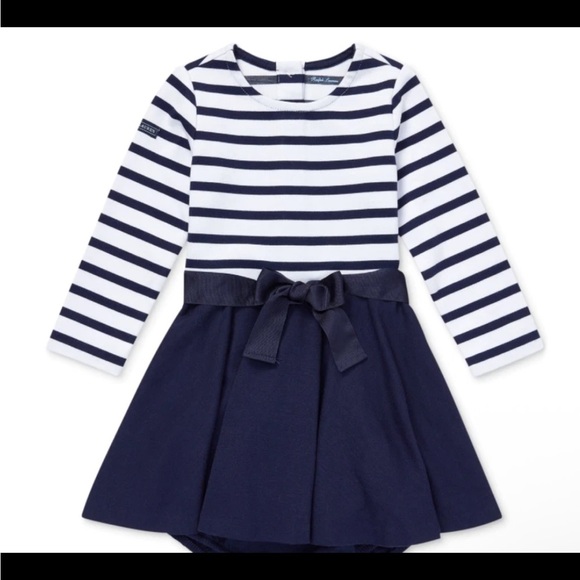 Polo Ralph Lauren Other - Ralph Lauren Baby Girls French Navy Striped Fit & Flare Dress 12M